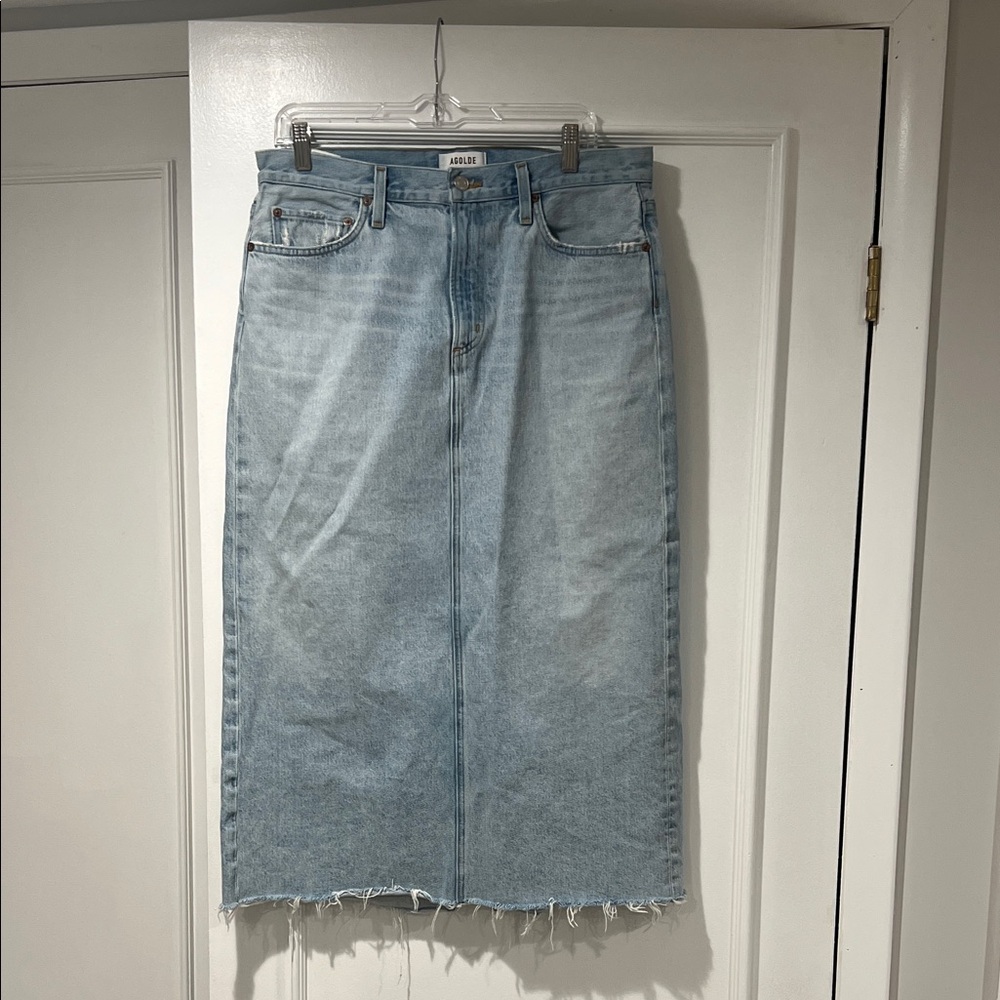 Agolde Sky Blue Denim Skirt